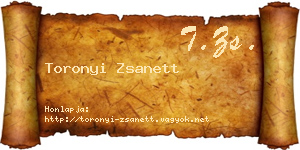 Toronyi Zsanett névjegykártya